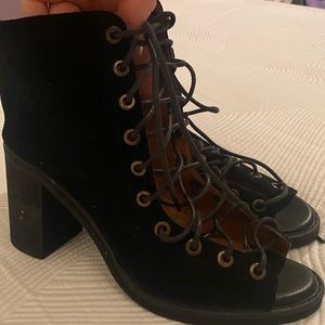 Jeffery Campbell Black Lace up Open Toe Booties